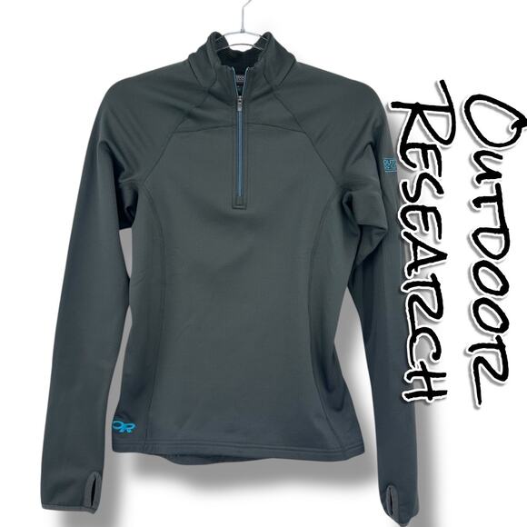 Outdoor Research Jackets & Blazers - Outdoor Research Women’s Gray Teal Quarter Zip Performance Pullover Womens Sz S